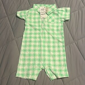 First Impressions Green Plaid One Piece